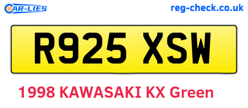 R925XSW are the vehicle registration plates.