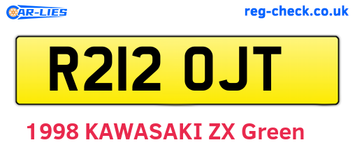 R212OJT are the vehicle registration plates.