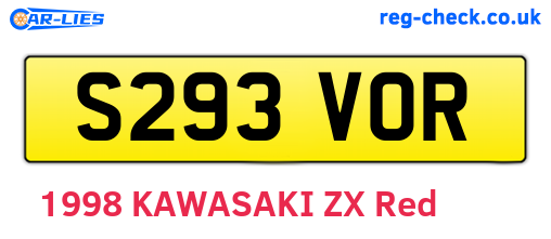 S293VOR are the vehicle registration plates.