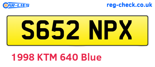 S652NPX are the vehicle registration plates.