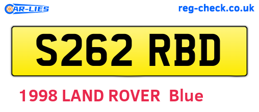 S262RBD are the vehicle registration plates.