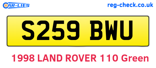 S259BWU are the vehicle registration plates.