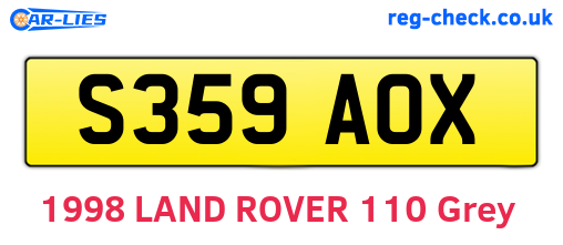 S359AOX are the vehicle registration plates.