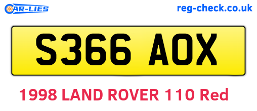 S366AOX are the vehicle registration plates.