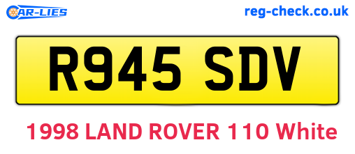 R945SDV are the vehicle registration plates.