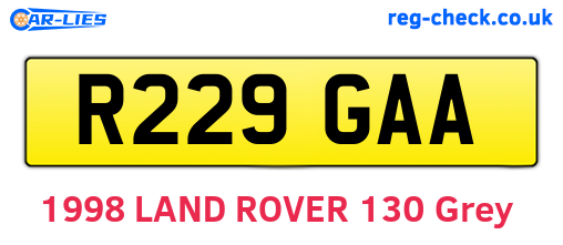 R229GAA are the vehicle registration plates.