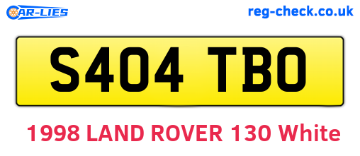 S404TBO are the vehicle registration plates.