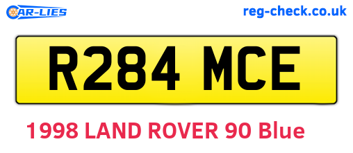 R284MCE are the vehicle registration plates.