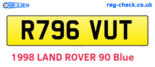 R796VUT are the vehicle registration plates.