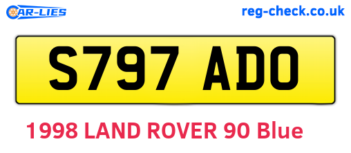 S797ADO are the vehicle registration plates.