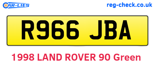 R966JBA are the vehicle registration plates.
