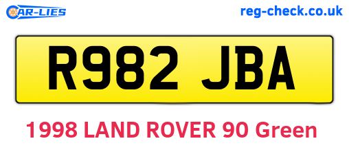 R982JBA are the vehicle registration plates.