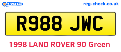 R988JWC are the vehicle registration plates.