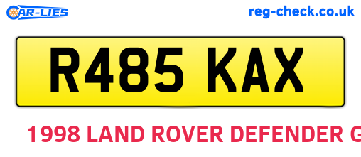 R485KAX are the vehicle registration plates.