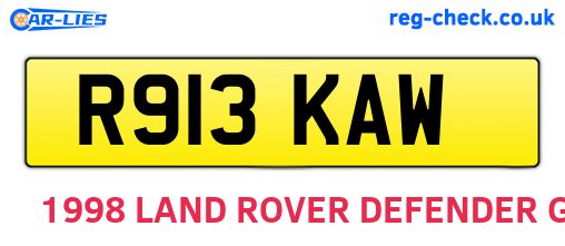 R913KAW are the vehicle registration plates.