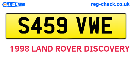 S459VWE are the vehicle registration plates.