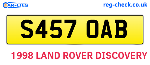 S457OAB are the vehicle registration plates.