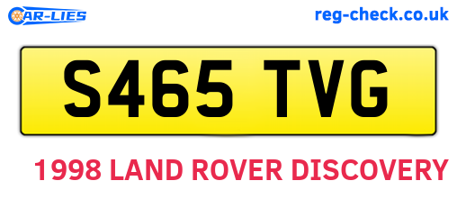 S465TVG are the vehicle registration plates.