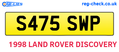 S475SWP are the vehicle registration plates.