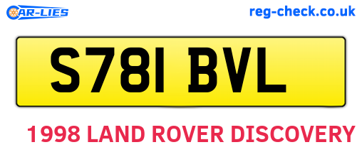 S781BVL are the vehicle registration plates.