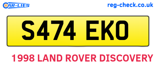 S474EKO are the vehicle registration plates.
