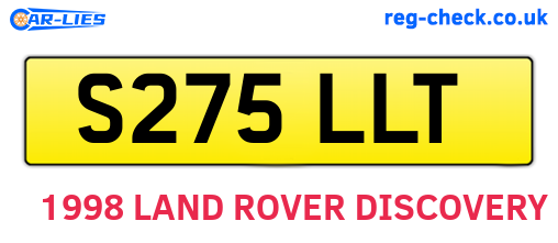 S275LLT are the vehicle registration plates.