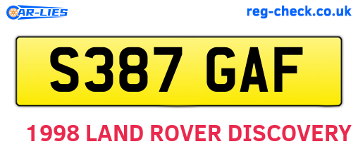 S387GAF are the vehicle registration plates.