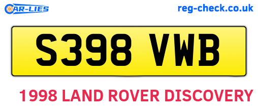 S398VWB are the vehicle registration plates.