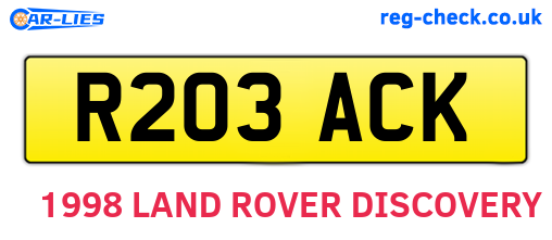 R203ACK are the vehicle registration plates.