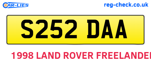S252DAA are the vehicle registration plates.