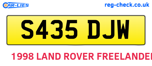 S435DJW are the vehicle registration plates.