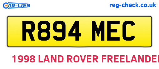 R894MEC are the vehicle registration plates.