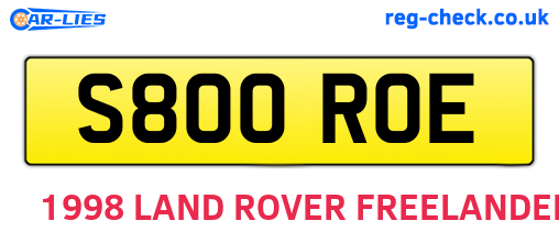 S800ROE are the vehicle registration plates.