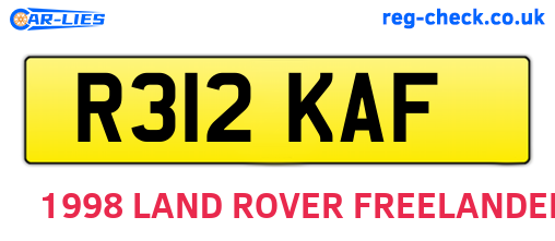 R312KAF are the vehicle registration plates.