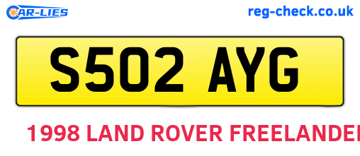 S502AYG are the vehicle registration plates.