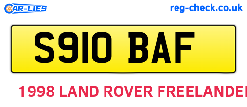 S910BAF are the vehicle registration plates.