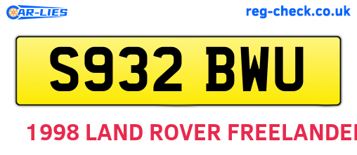 S932BWU are the vehicle registration plates.