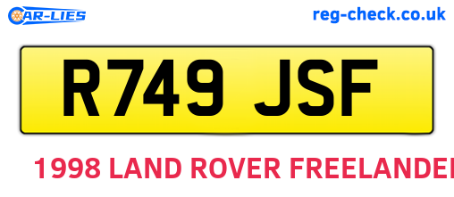 R749JSF are the vehicle registration plates.