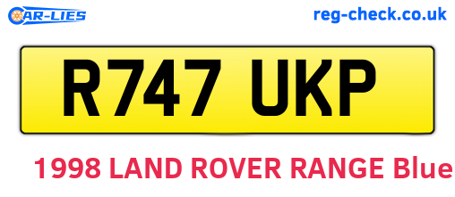 R747UKP are the vehicle registration plates.
