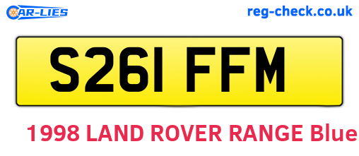 S261FFM are the vehicle registration plates.