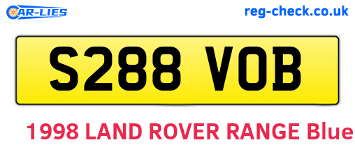 S288VOB are the vehicle registration plates.