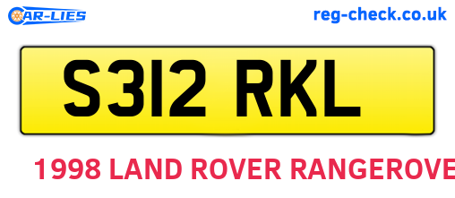 S312RKL are the vehicle registration plates.