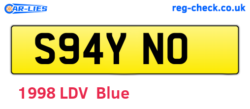 S94YNO are the vehicle registration plates.