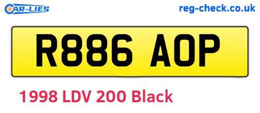 R886AOP are the vehicle registration plates.