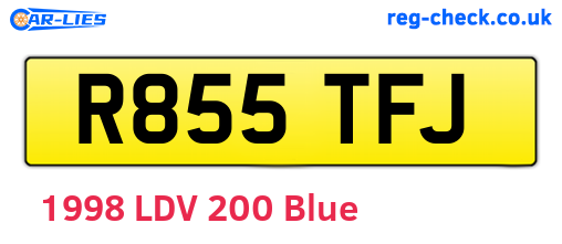 R855TFJ are the vehicle registration plates.