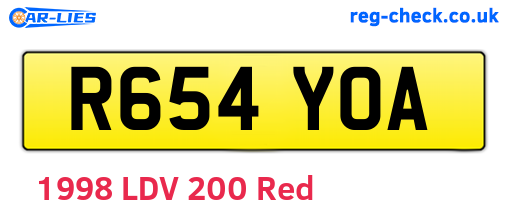 R654YOA are the vehicle registration plates.