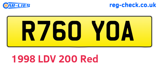 R760YOA are the vehicle registration plates.