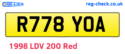 R778YOA are the vehicle registration plates.
