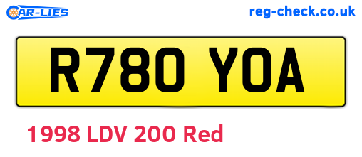 R780YOA are the vehicle registration plates.