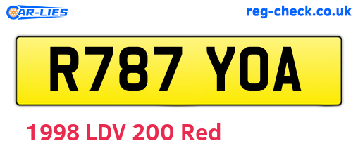 R787YOA are the vehicle registration plates.